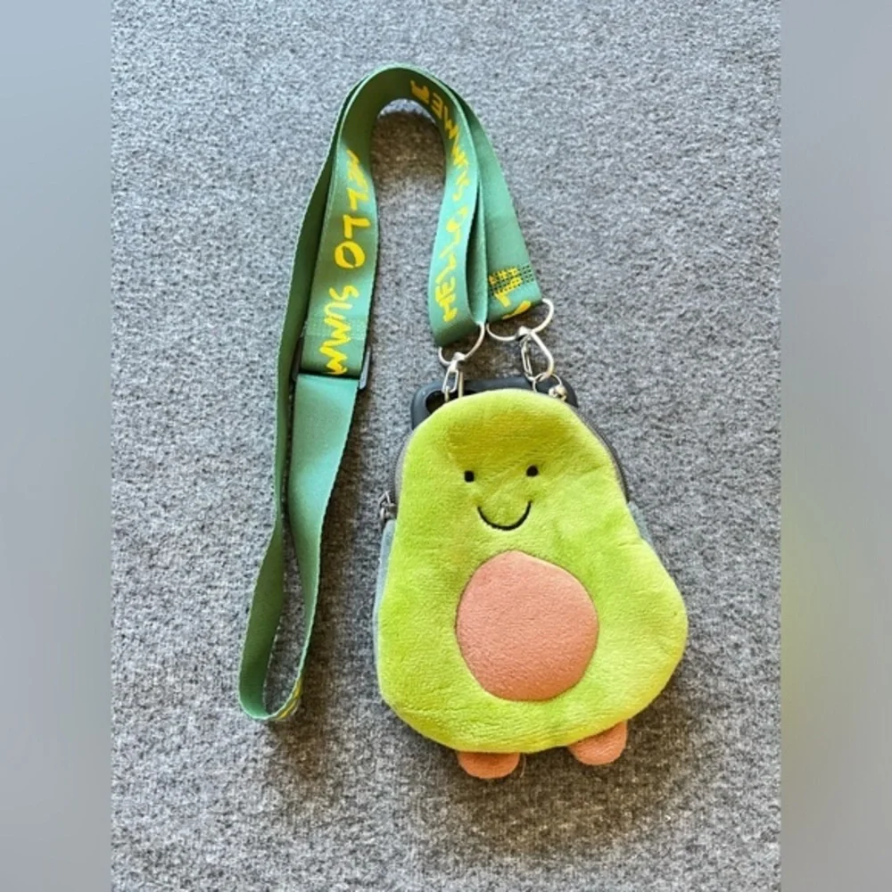 Cute Avocado Plush Coin Purse with iPhone SE Case and 